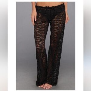 Becca Swim Cover Up Sheer Black Flare Leg Pants